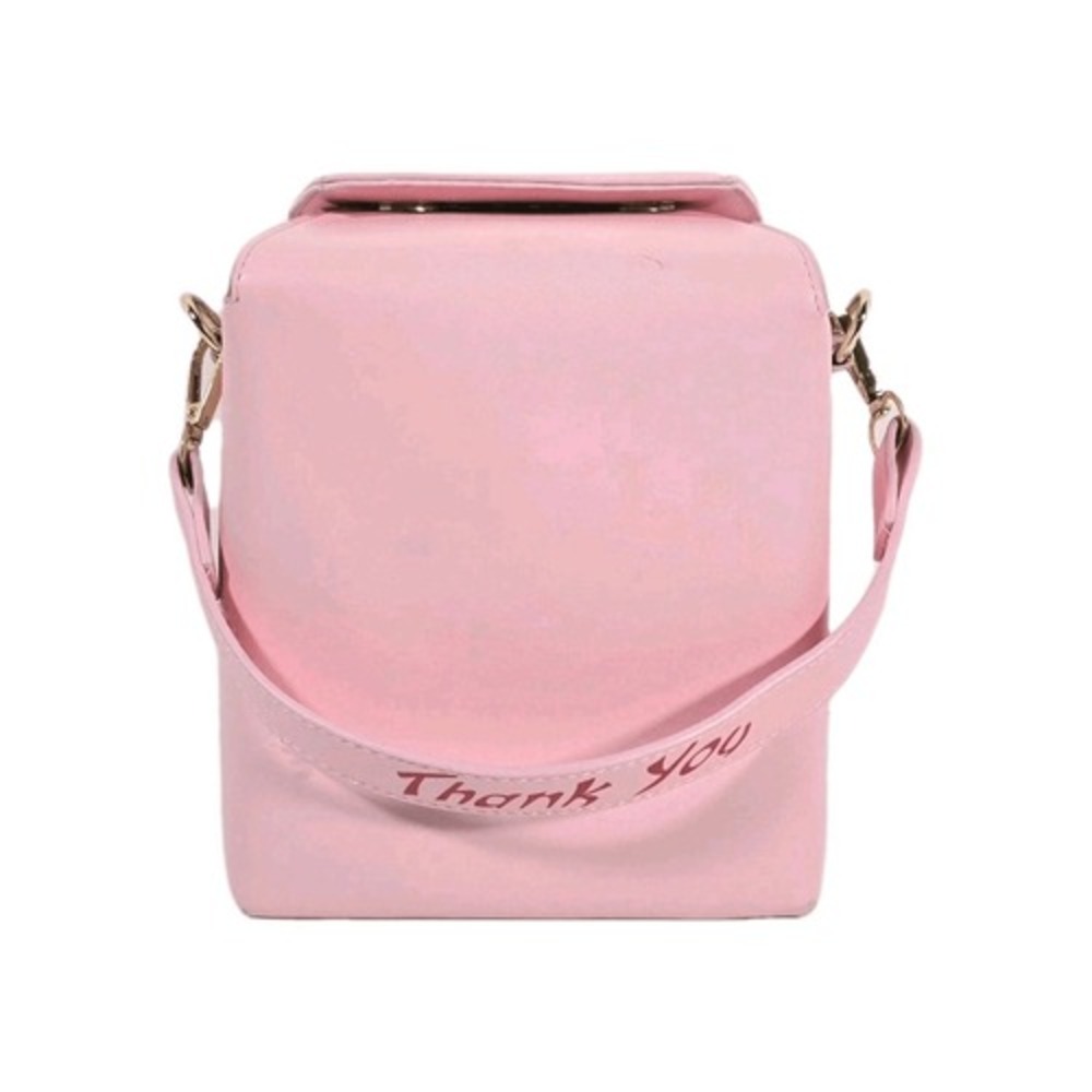 Chinese Take Out Purse Faux Leather Pink Crossbody‎ Thank You Bag - Picture 5 of 10